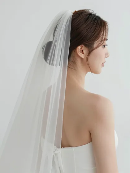 베일 정수리 — 정수리에 꽂은 베일 뒷모습